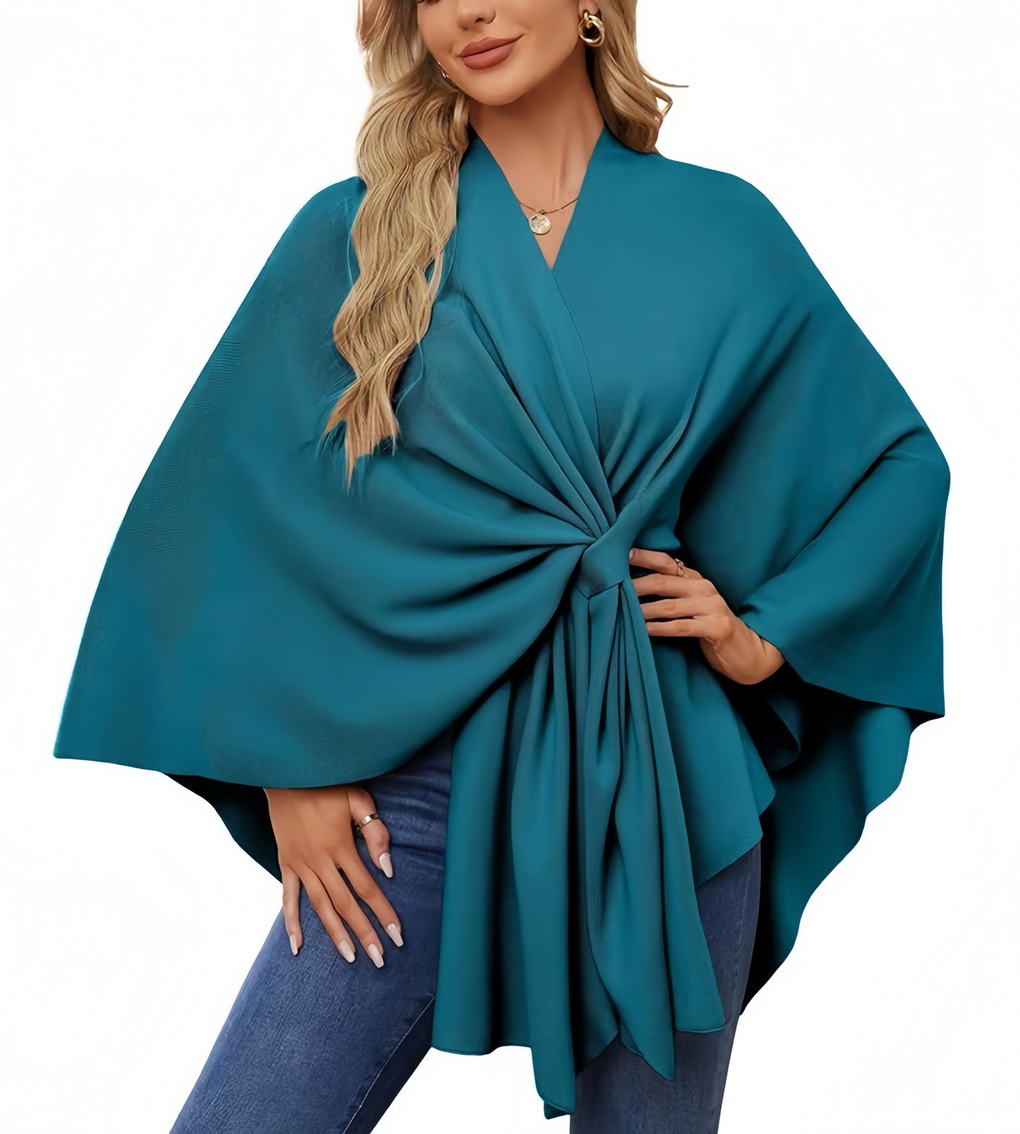 Elegant Solid Color Cape Shawl