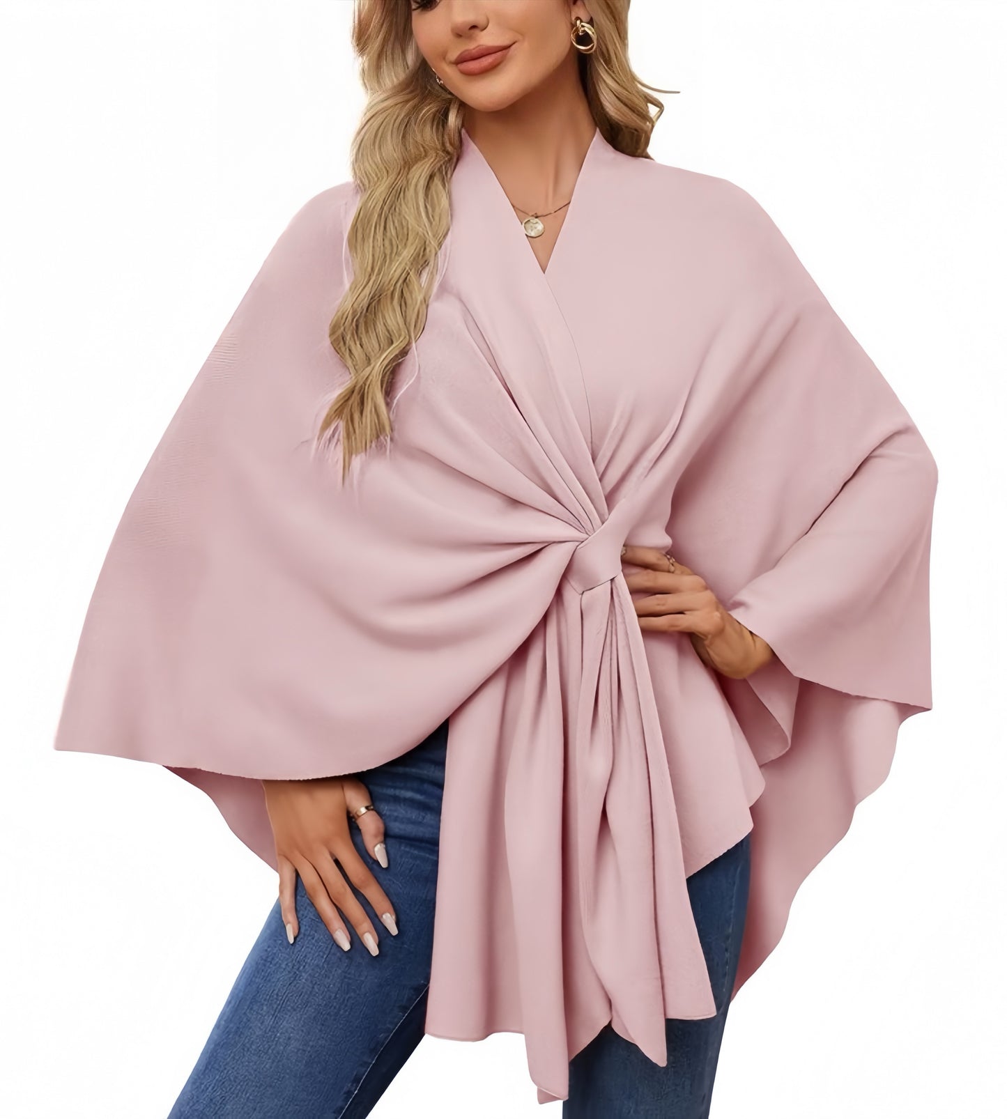 Elegant Solid Color Cape Shawl