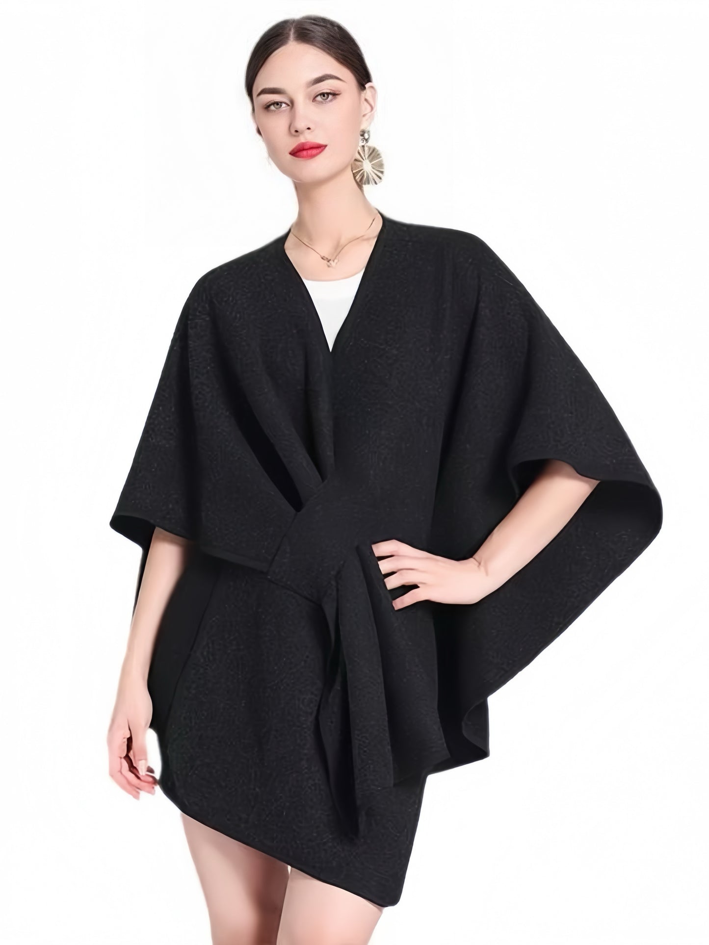 Elegant Solid Color Cape Shawl