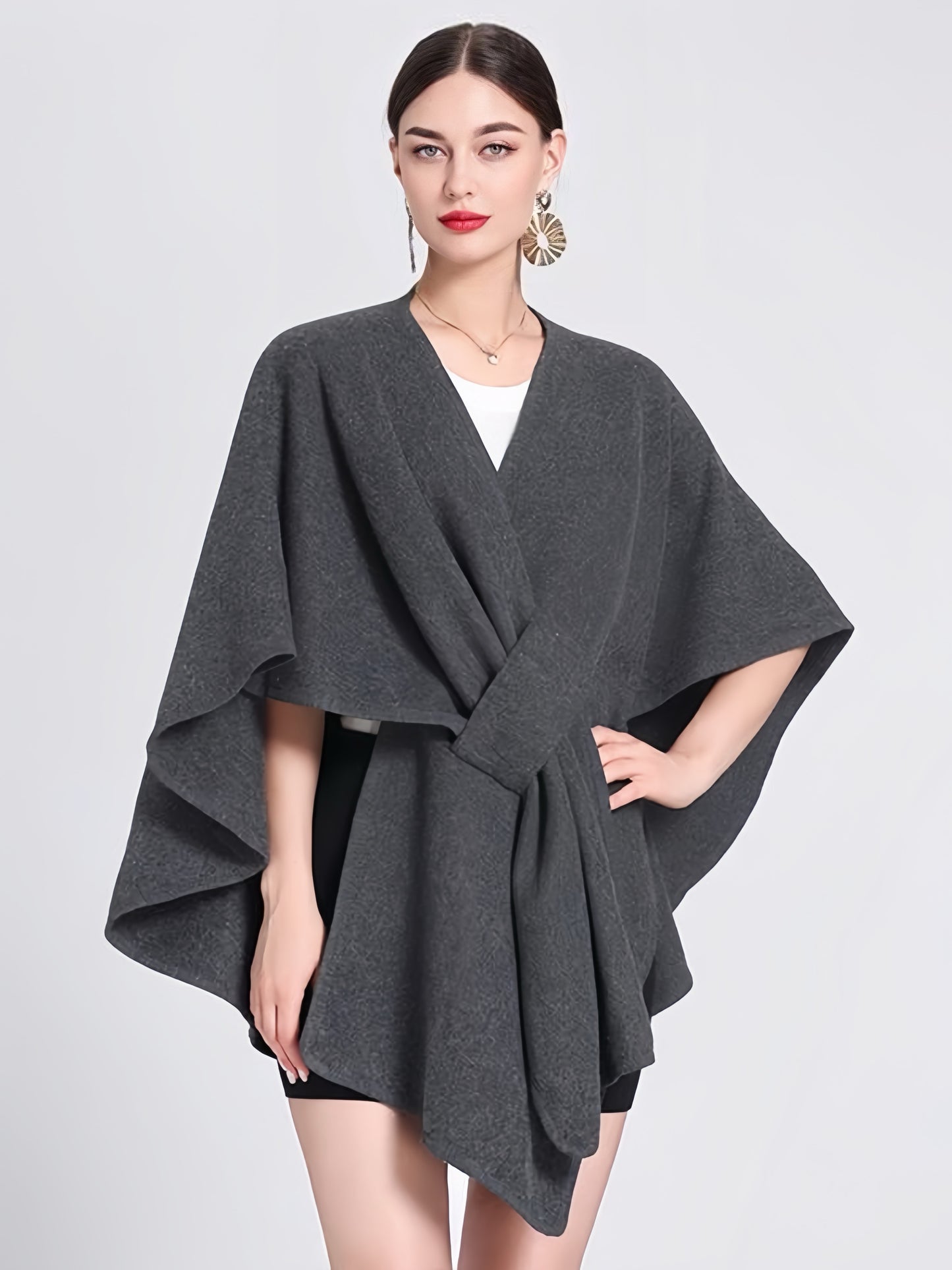 Elegant Solid Color Cape Shawl