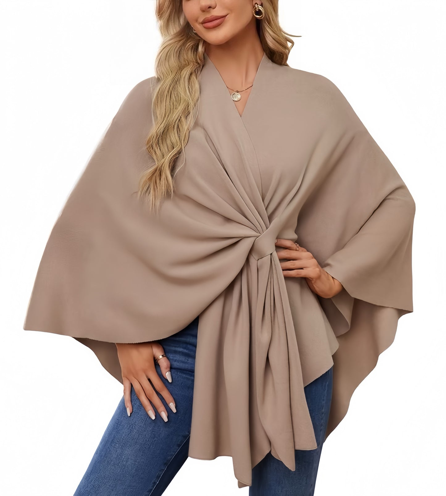 Elegant Solid Color Cape Shawl