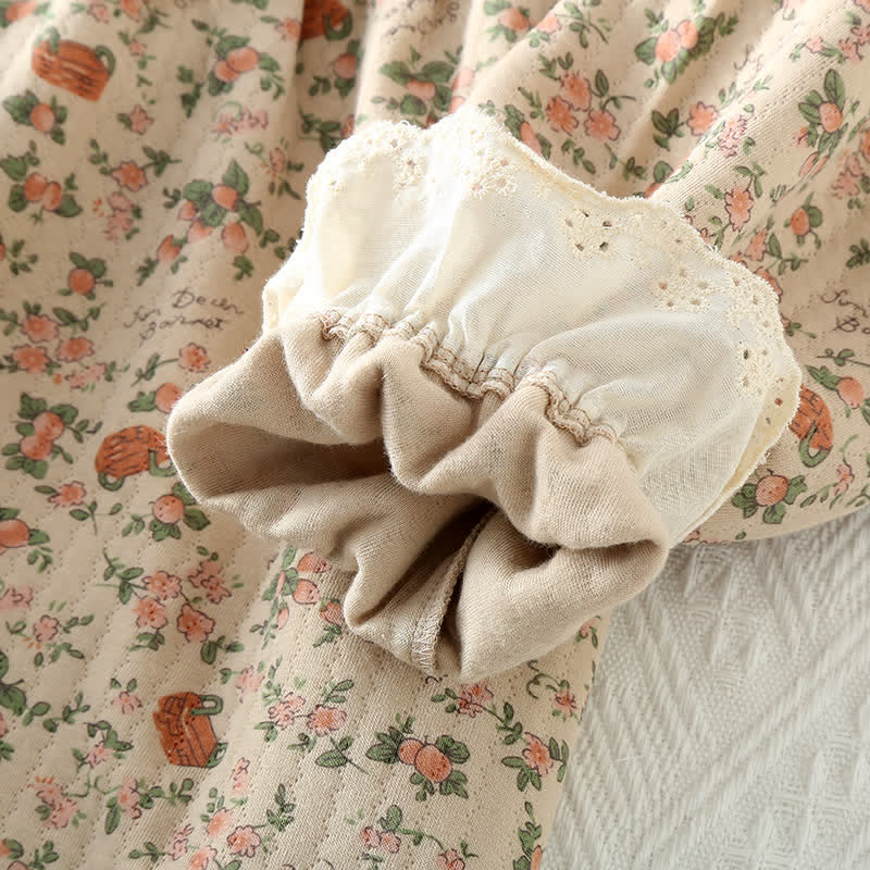 Taillod Vintage Rose Garden Cotton Loungewear Set