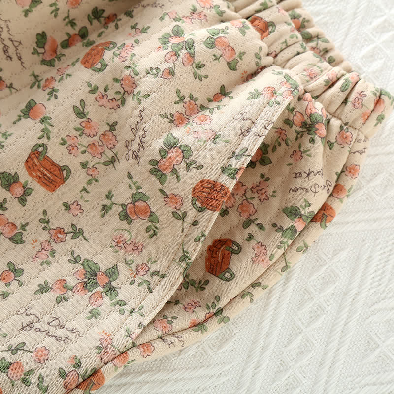 Taillod Vintage Rose Garden Cotton Loungewear Set