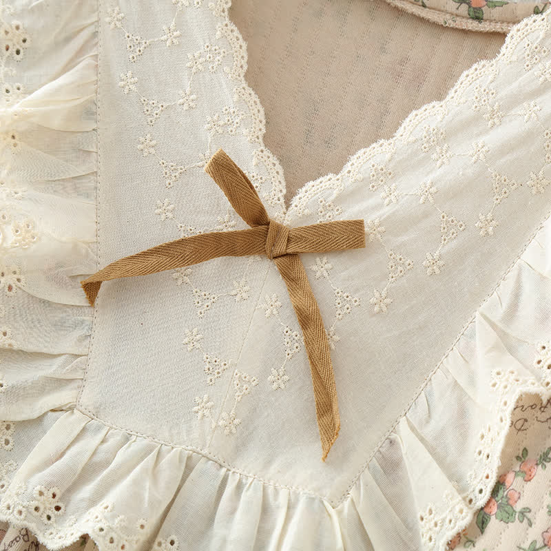 Taillod Vintage Rose Garden Cotton Loungewear Set