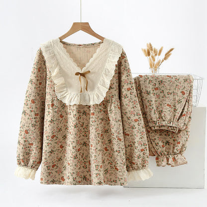 Taillod Vintage Rose Garden Cotton Loungewear Set