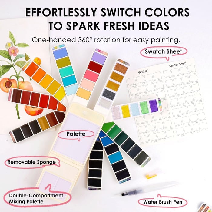 🎨Foldable Watercolor Set Of  56 With Water Brush Pen