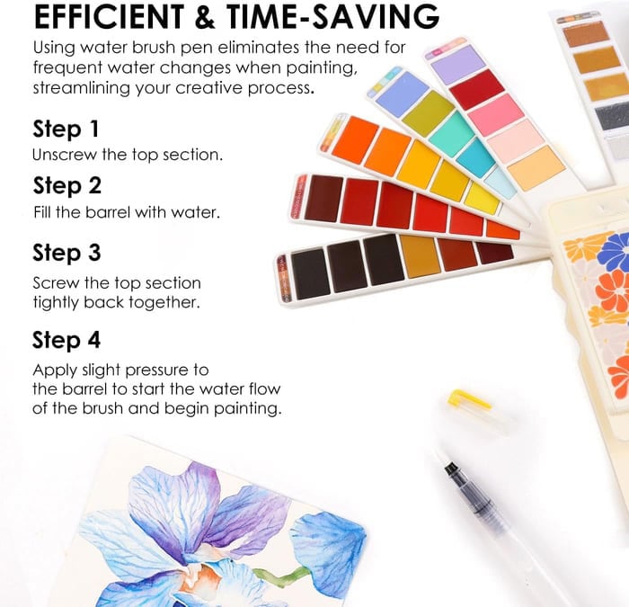 🎨Foldable Watercolor Set Of  56 With Water Brush Pen
