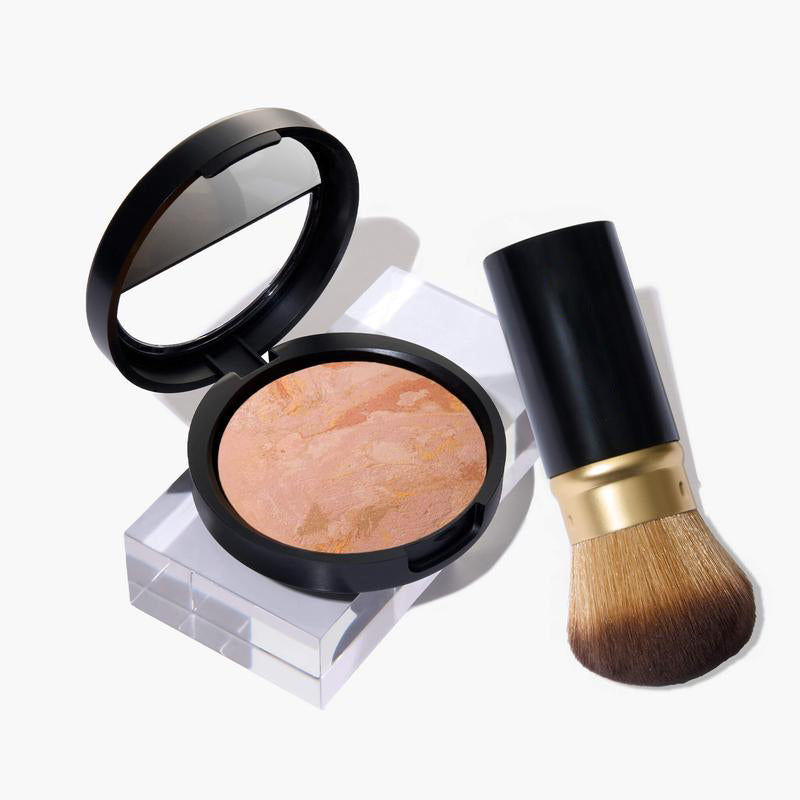 The Foundationals Kit: Natural Finish (2PC) - Powder Foundation & Makeup Brush - For Sensitive & Mature Skin