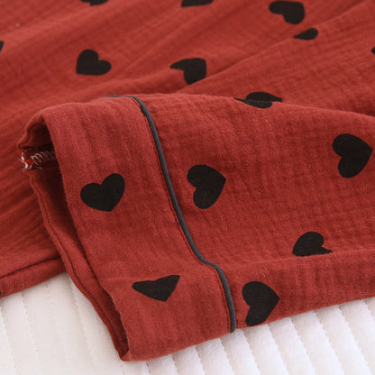 Taillod Heart Print Pure Cotton Pajama Set(3PCS)