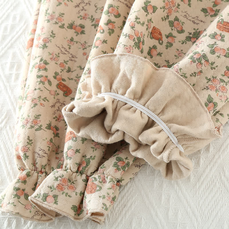 Taillod Vintage Rose Garden Cotton Loungewear Set