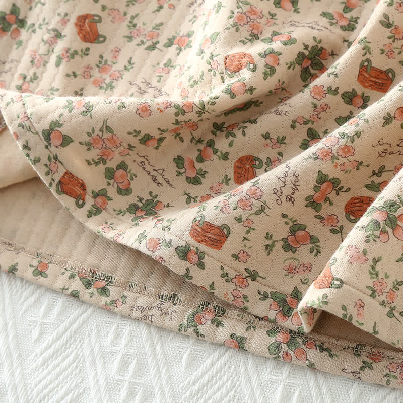 Taillod Vintage Rose Garden Cotton Loungewear Set